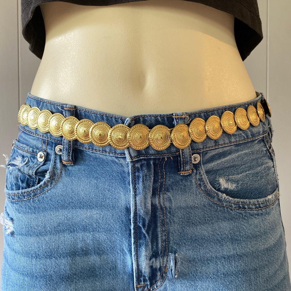 vtg 80s small coin elastic cinch waist belt